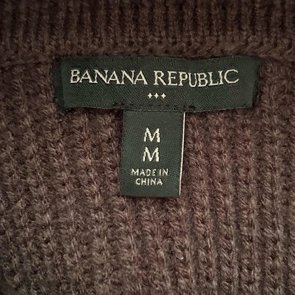 Banana Republic Burgundy Ribbed Turtleneck Sweater Medium Back Slit - Picture 4 of 8